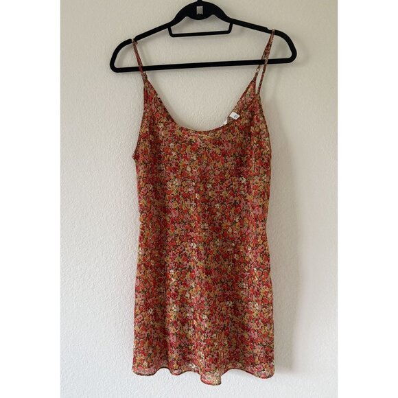 Victoria's Secret Other - Victoria's Secret Y2k Floral Orange‎ Paisley Adjustable Slip Dress Size Large